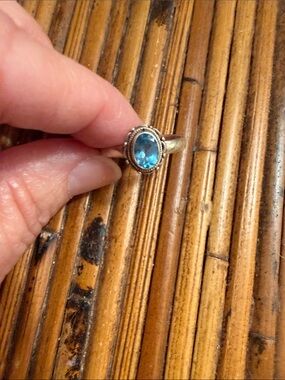 Silver Ring with Blue Oval Topaz - Women's Jewelry